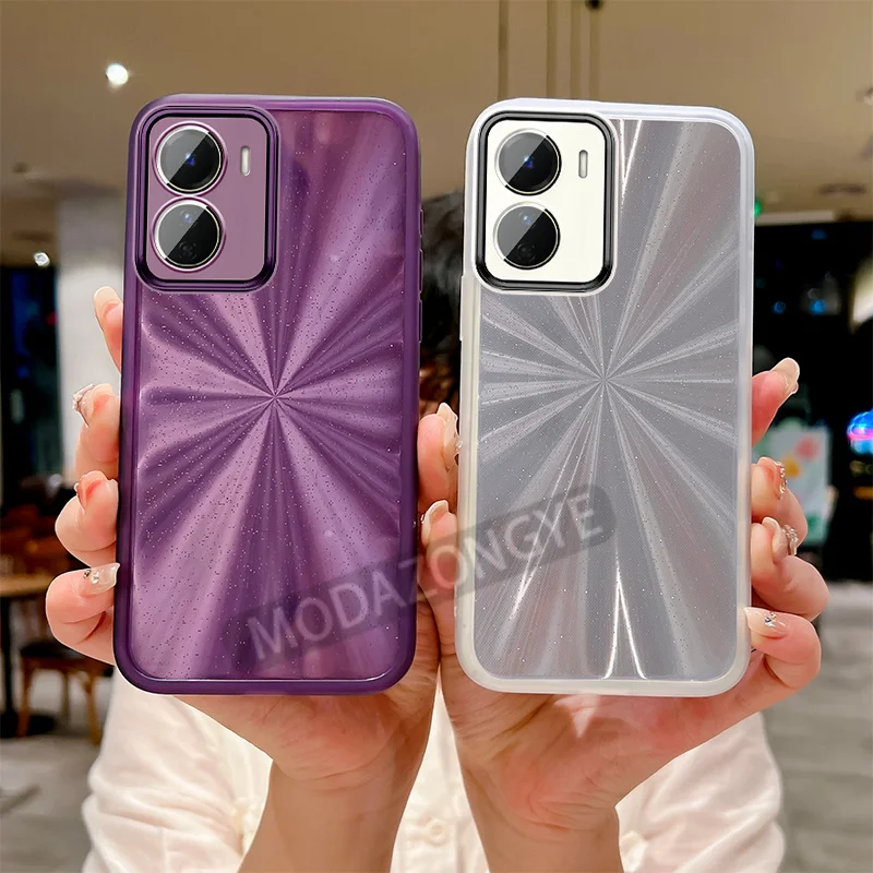 For VIVO Y16 Case Colorful Transparant TPU Cellphone Cover With Lens Films Luxury Anti Fingerprints V2204 V2214 Phone Case