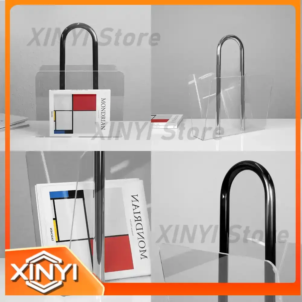 Modern Minimalist Acrylic U-Shaped Magazine Holder Display Stand for Office Lobby Model Room Living Room Desktop Decoration