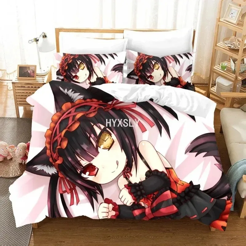 Date A Live Bedding Set Quilt Cover Pillowcases For Adult Kids Single Double Full Queen King Girl Kids Duvet Cover Home Textile