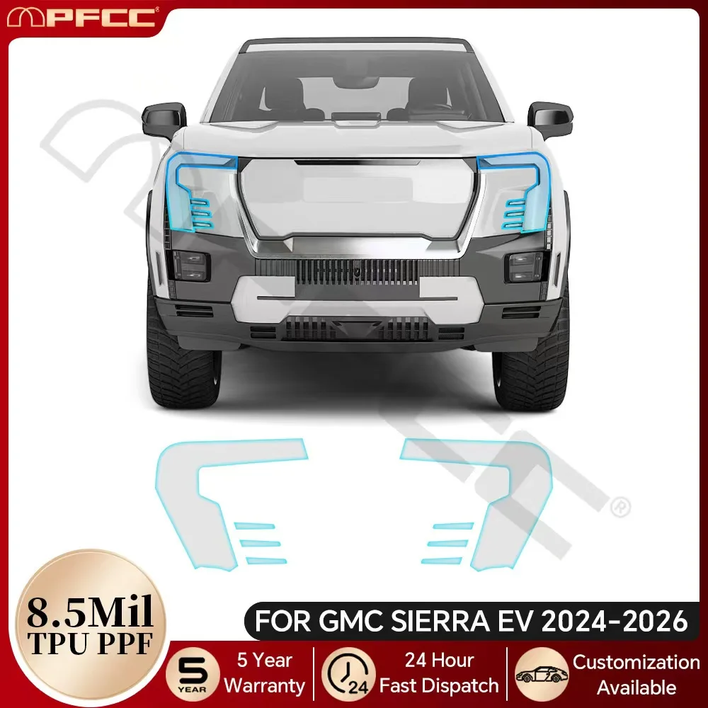 

For GMC sierra EV 2024-2026 Pre-cut PPF Car Headlight Rearview B C Pillars Film TPU Paint Protection Film Anti-Scratch Clear Bra