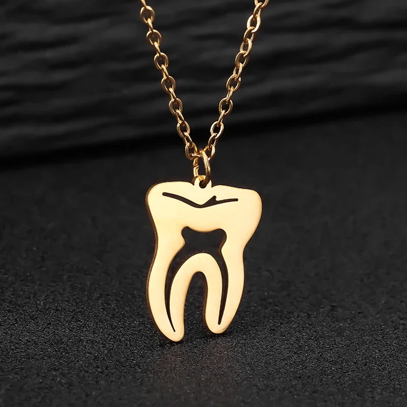 Stainless Steel Necklaces Wisdom Teeth Pendants Chains Aesthetic Choker Fashion Male Necklace For Women Jewelry Party Girl Gifts