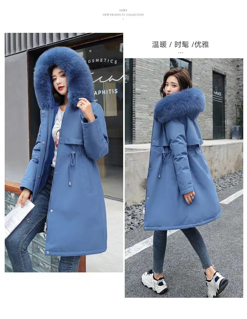 Women\'s dress Winter new down padded jacket women\'s mid-length Korean version waist large size padded jacket coat thick pie to o