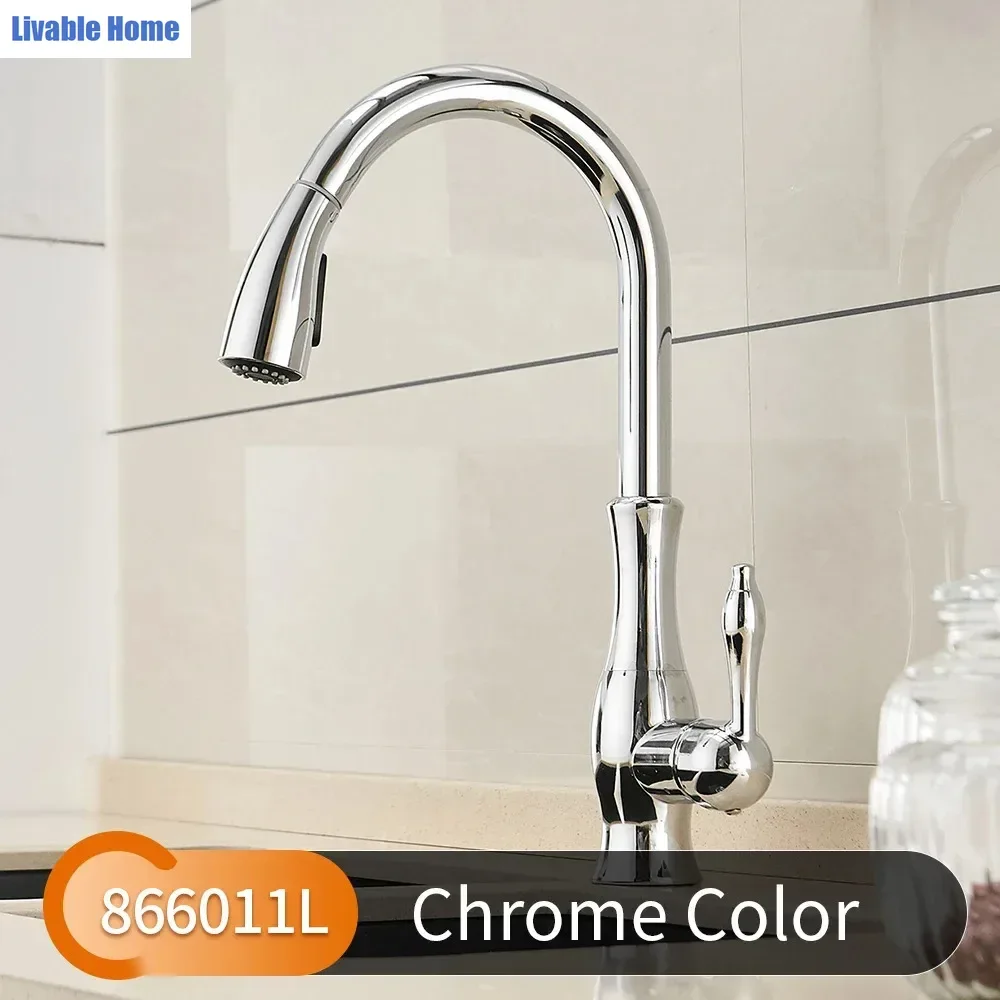 Copper Sink Kitchen Mixer Tap with Pull-Out Swivel Spout and Splash Guard for Domestic Use