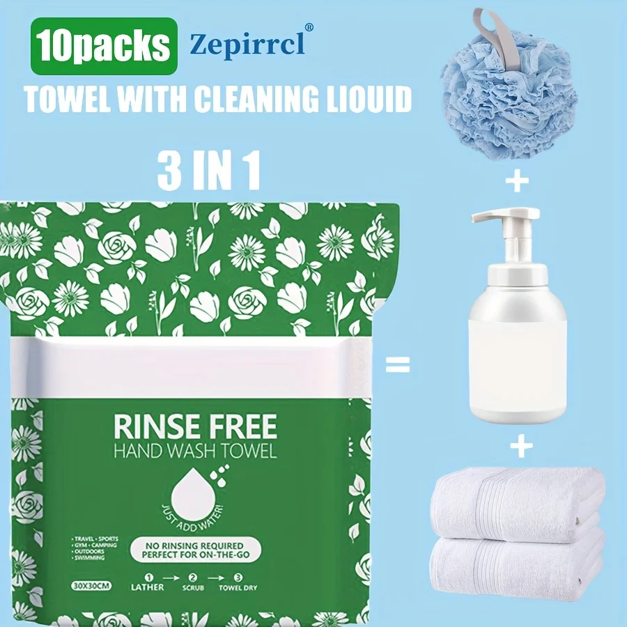 11.81*11.81in, 10 Packs (25 Sheets per Pack) Disposable No‑Rinse Foam Towels, All‑in‑One Bath Wipes. Simply wet, lather and air‑dry, no shampoo or rinsing required. Ideal for elderly care and post‑surgery care.