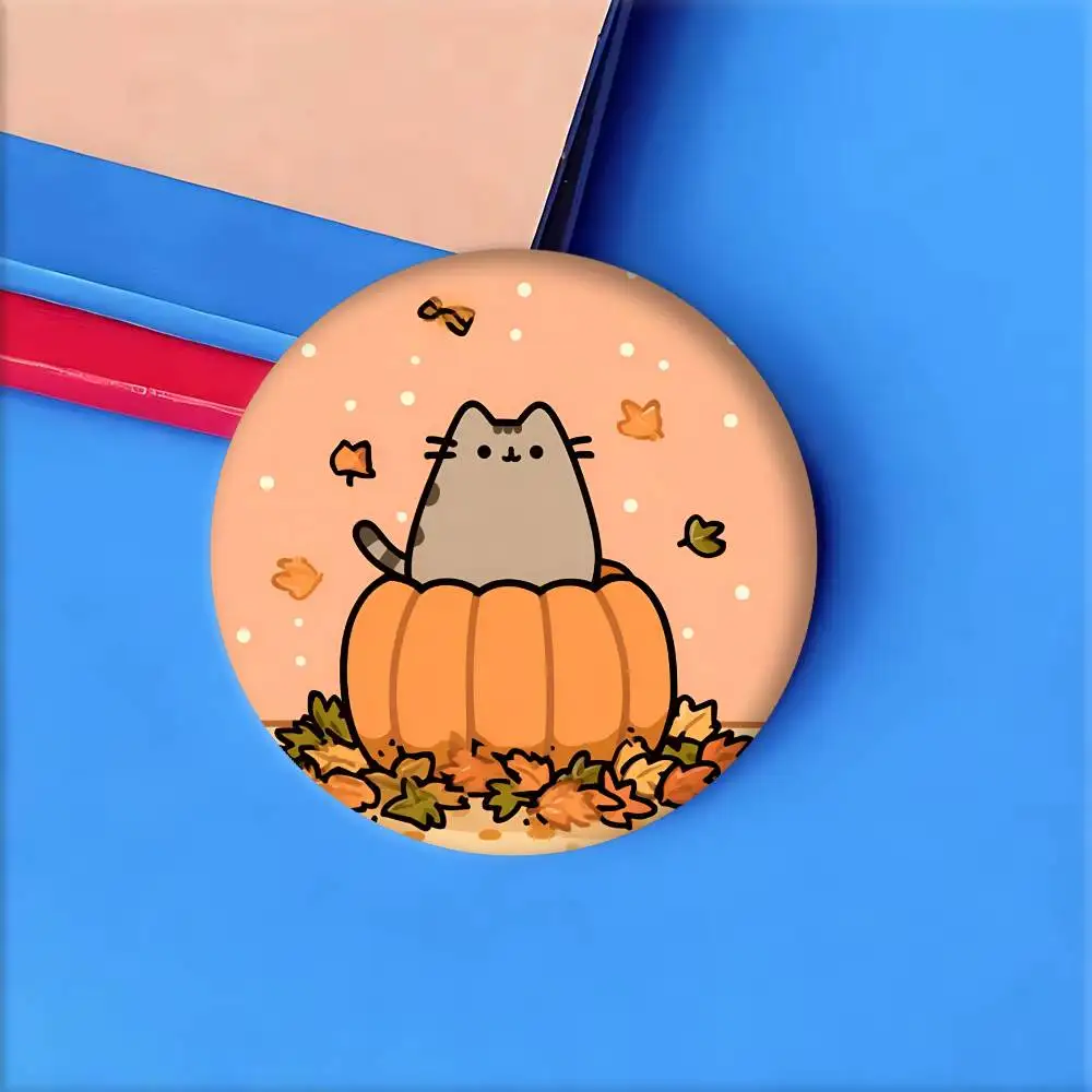 Cartoon Cute-P-Pusheen Anime Abzeichen Runde Laser Abzeichen Cartoon Brosche Kleidung Rucksack Zubehör Revers