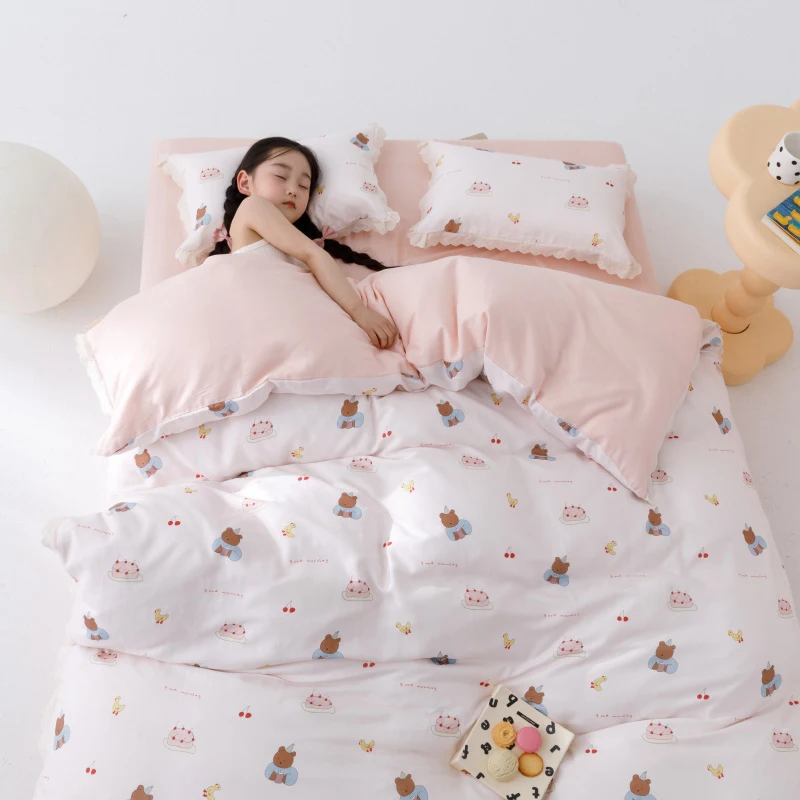 

100% Cotton Kids Duvet Cover Double 150x200cm Cartoon Boys Girls Piped Edge Breathable Summer Quilt Cover Soft Only