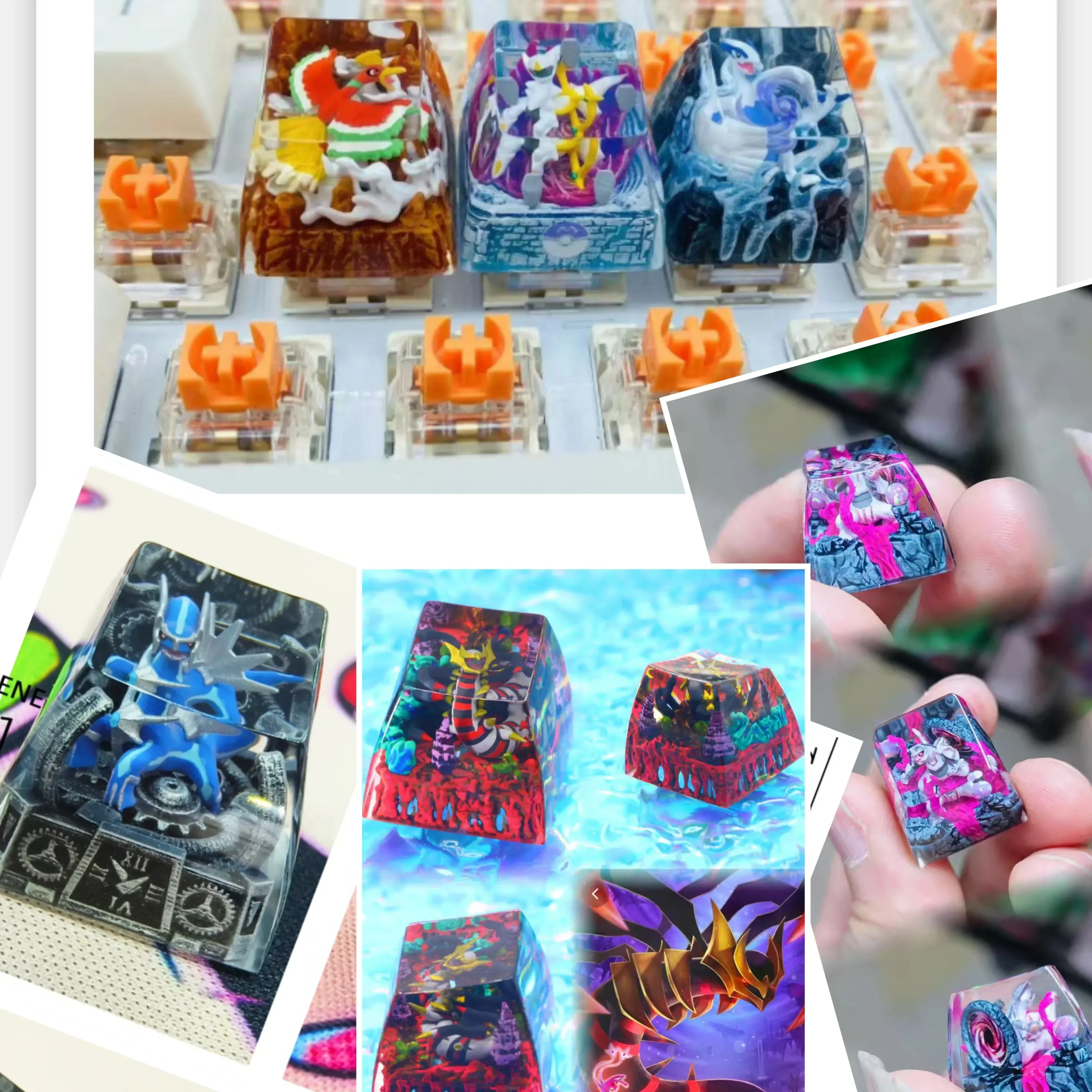 

PTCG Pokemon Keycap Palkia Dialga Giratina Lugia Arceus Darkrai Mechanical Keyboard ResinTransparent Stereoscopic Keycap No. 28