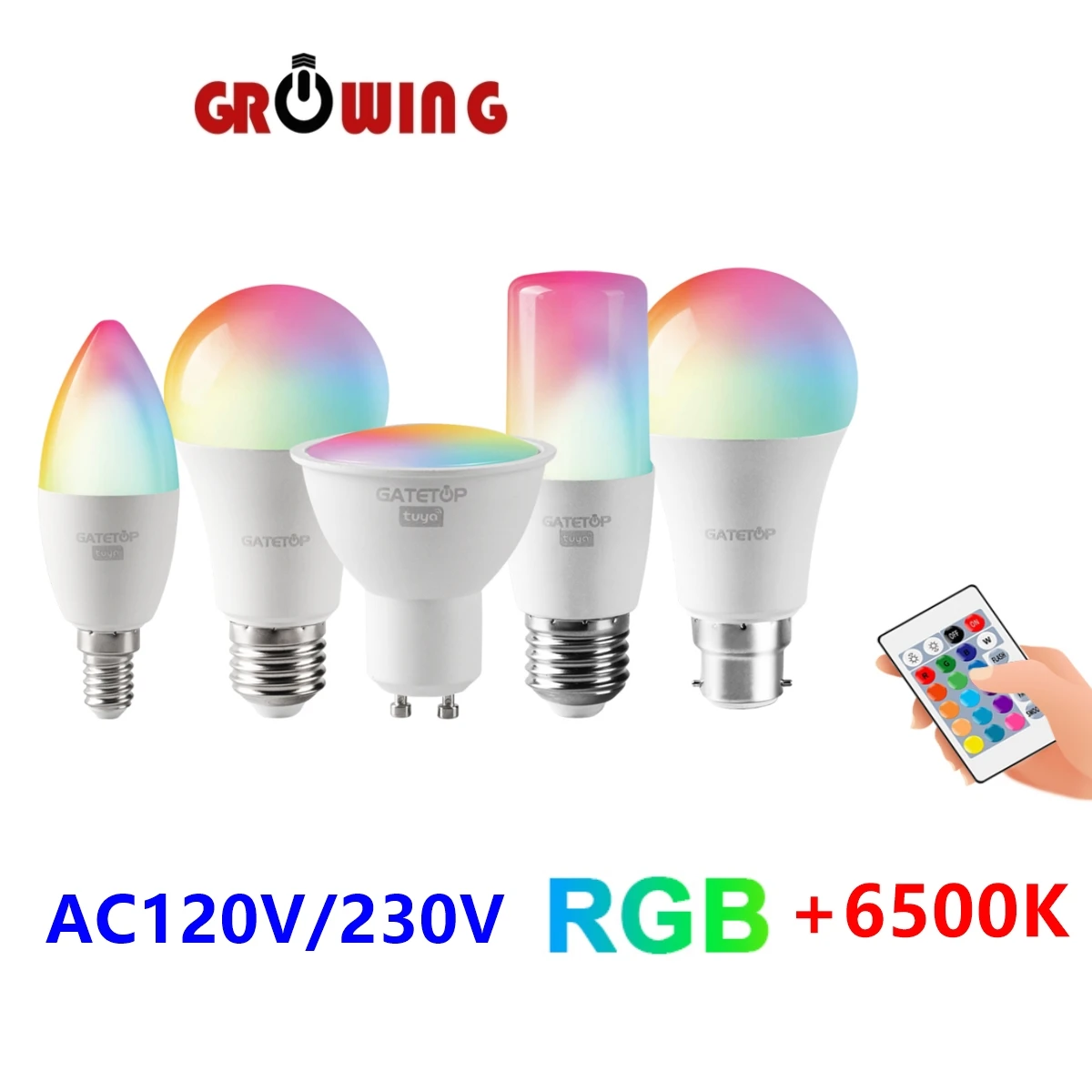 LED RGB Lamp Spotlight Bulb E27 E14 GU10 B22 AC120V 230V Bombillas LED 6W 10W IR Remote Control Led Smart RGBW Lamp Home Decor