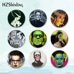 2023 New Traditional Frankenstein and His Bride Badge Brooch Movie Button Pin Backpack Decoration Pins Round Jewelry Women Gift