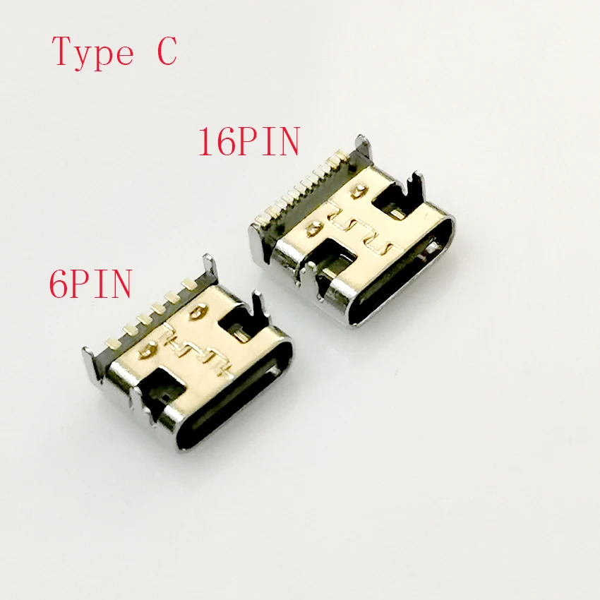USB3.1 6pin/16pin Type-C DIP 3A 5A High Current Micro USB Connectors Female Port Jack Tail Plug Socket Electric Terminals