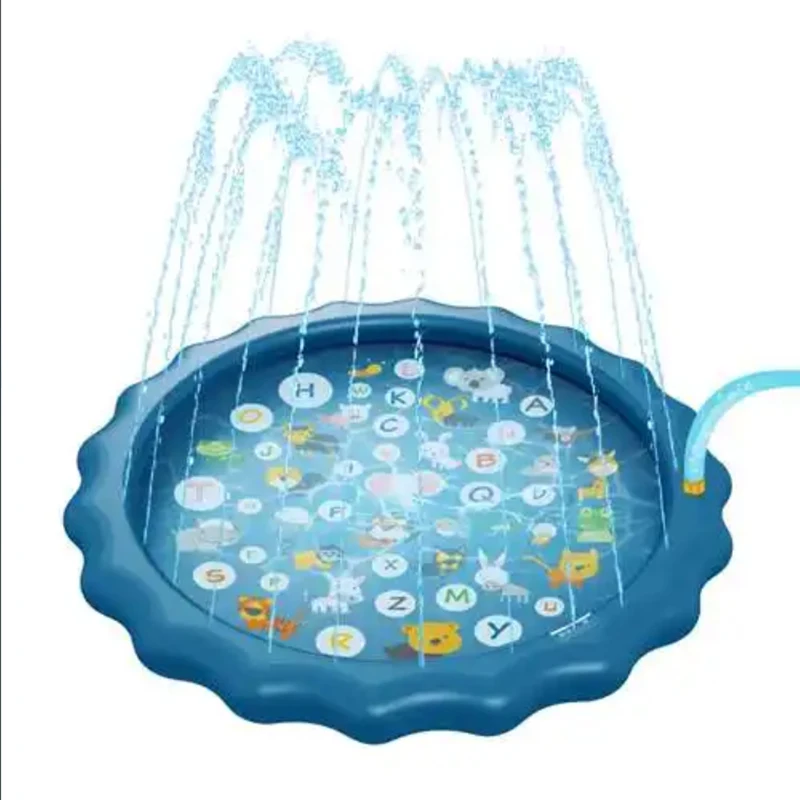 Kids Inflatable Sprinkler Water Play Mat Outdoor Lawn Beach Spray Games Pad with Letters Design Summer Fun Cushion 100/170cm
