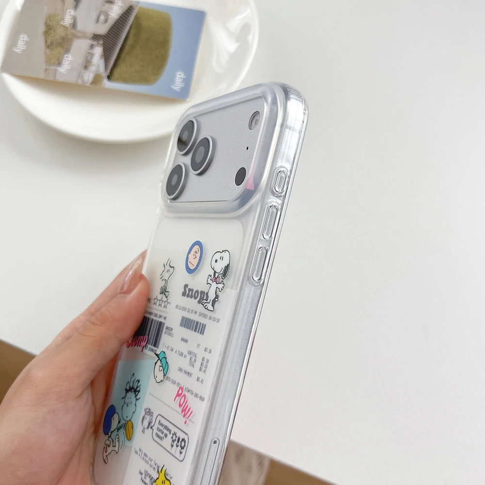 Cute Cartoon Peanut Snoopy Charlie Brown illustration Tag Phone Case For iPhone 18 17 16 15 Pro Max Cases Shockproof Hard Cover view 5