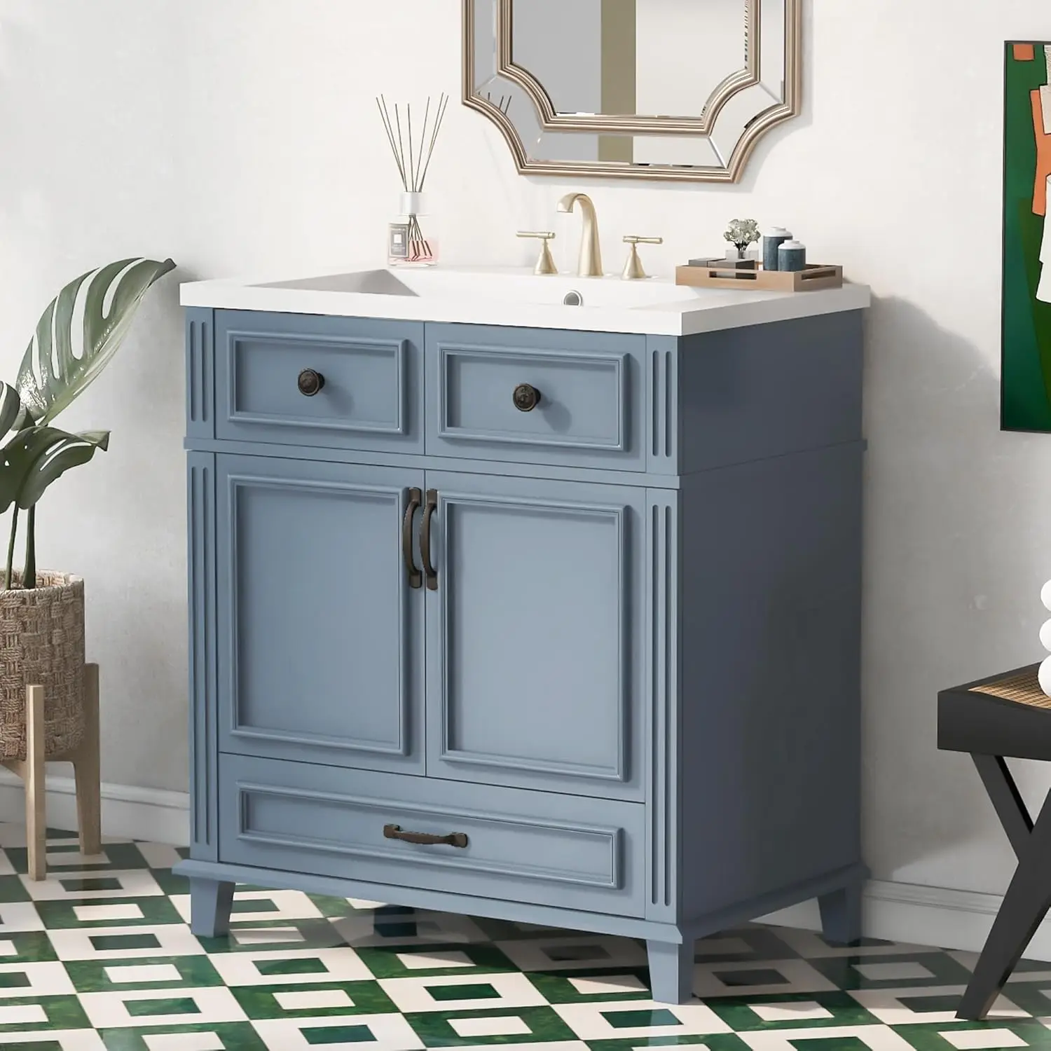 30" Blue Vanity Sink 4