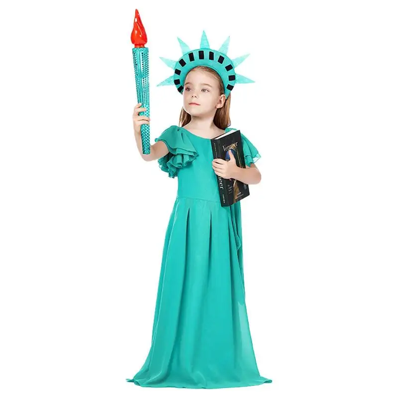 Statue Of Liberty Cosplay Costume Ancient Roman Gown Robes Statue Of Liberty Costume Halloween Cosplay Gifts For Girls Women