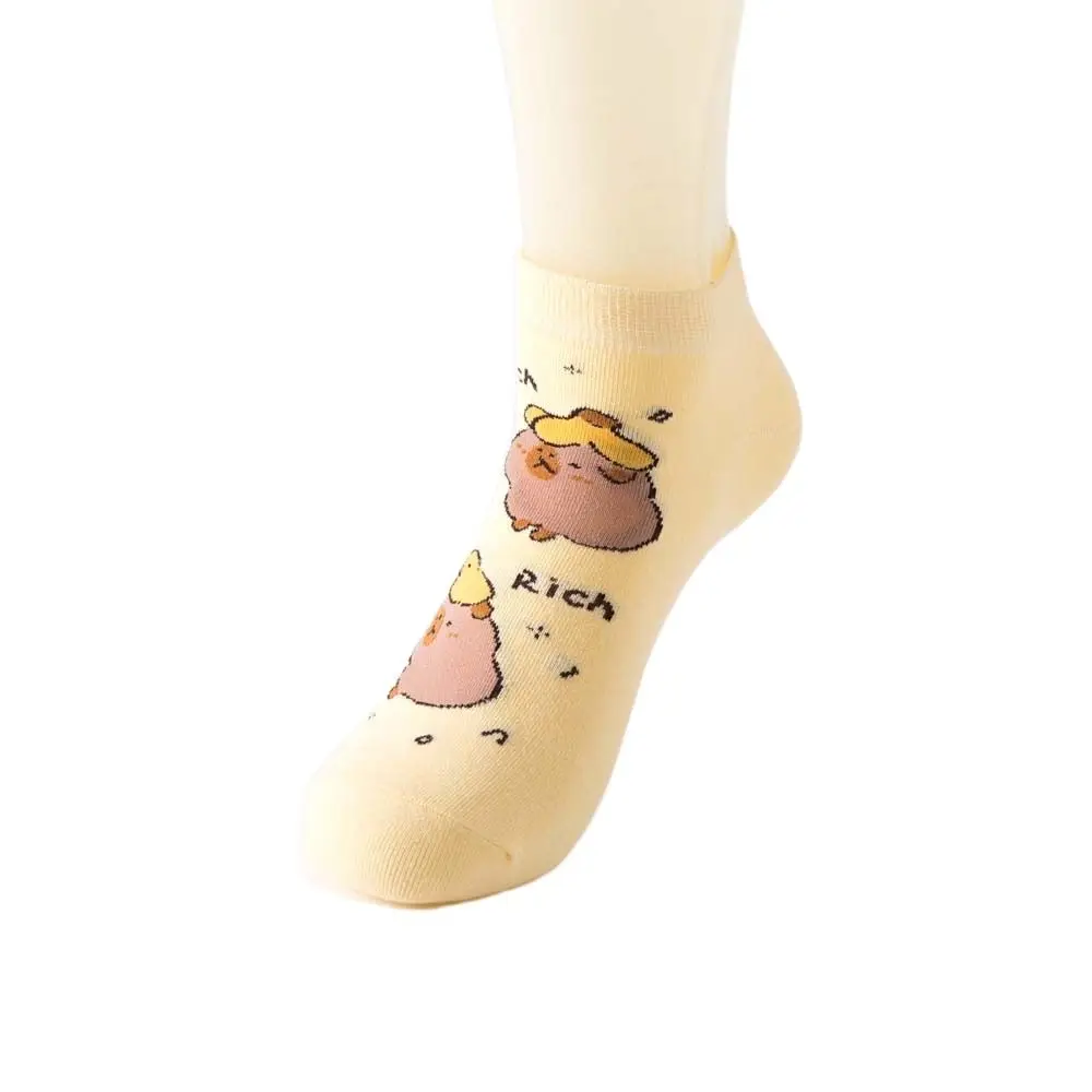 Funny Anime Capybara Socks Cotton Letter Short Ankle Socks Boat Low Tube Socks for Women Daily