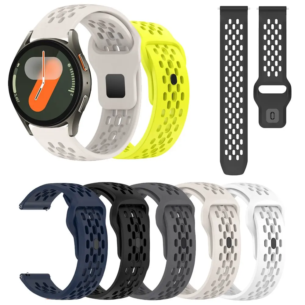 20 22 مللي متر سيليكون حزام لساعة سامسونج جالاكسي اكتيف 2 ساعة 3 4 5 برو 6 7 FE 40 44 41 45 42 46 43 47 مللي متر S3 تنفس الفرقة