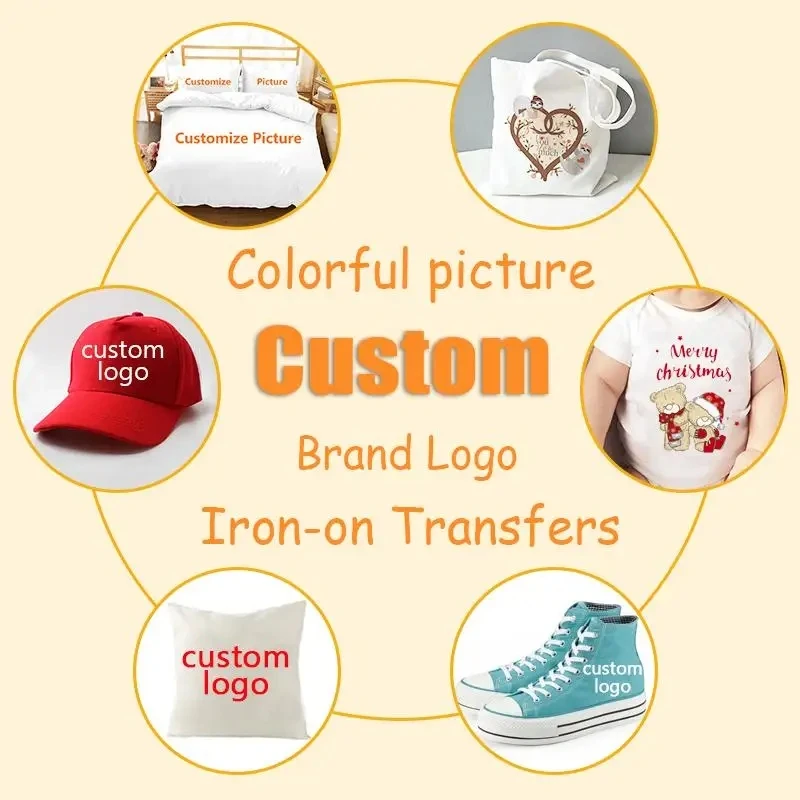 Custom Clothes Name Sticker Brand Logo Personalized Iron Hot Stickers Washable Labels Ironing Heat Transfer Neck on Fabric