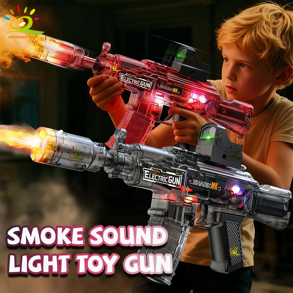 HUIQIBAO Giocattolo per fucile AK con luce di fumo elettrica con pistola di collegamento leggero Regali di Natale per le vacanze all'aperto per ragazzi adulti