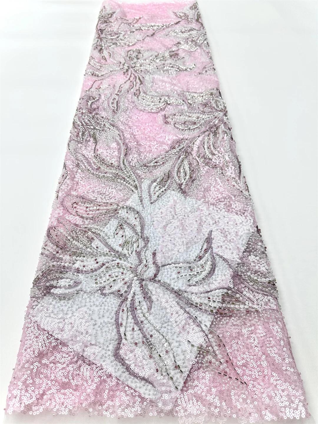 

African Sequins Lace Fabric Luxury Embroidery Sequins Beaded Mesh Lace 2025 Hot Sale For Wedding Dress And Clothing Women Fabric