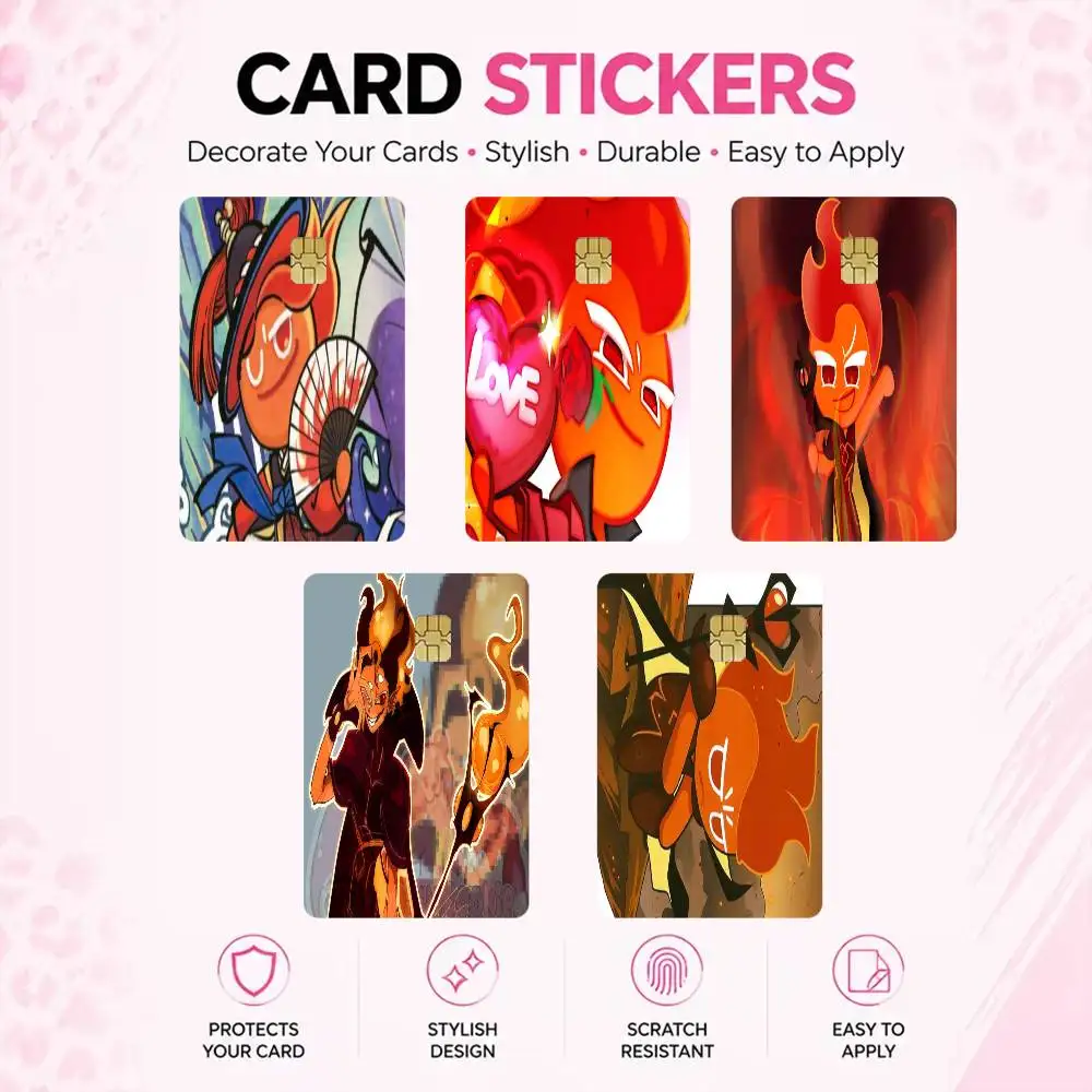 Cookie Run Fire Spirit High‑Res Game Chip Decals Credit Card Mini Waterproof Vinyl Ornament Useful Gift