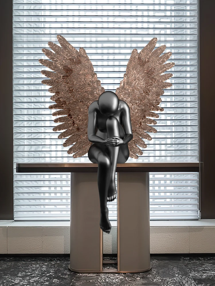 Modern creative sculpture decoration landing angel figure hotel lobby art model room decoration