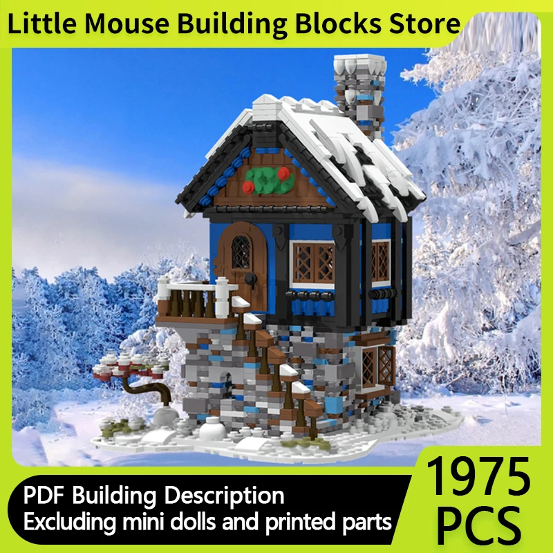 

Модель City Street View MOC, строительные кирпичи, зимняя деревня, домашняя модульная технология, подарки, праздник, сборка, детские игрушки, костюм