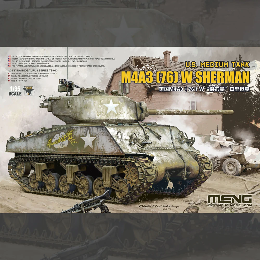 Special Offer [MENG] TS-043 1/35 M4A3(76)W Sherman Medium Tank (Plastic Model Kit)