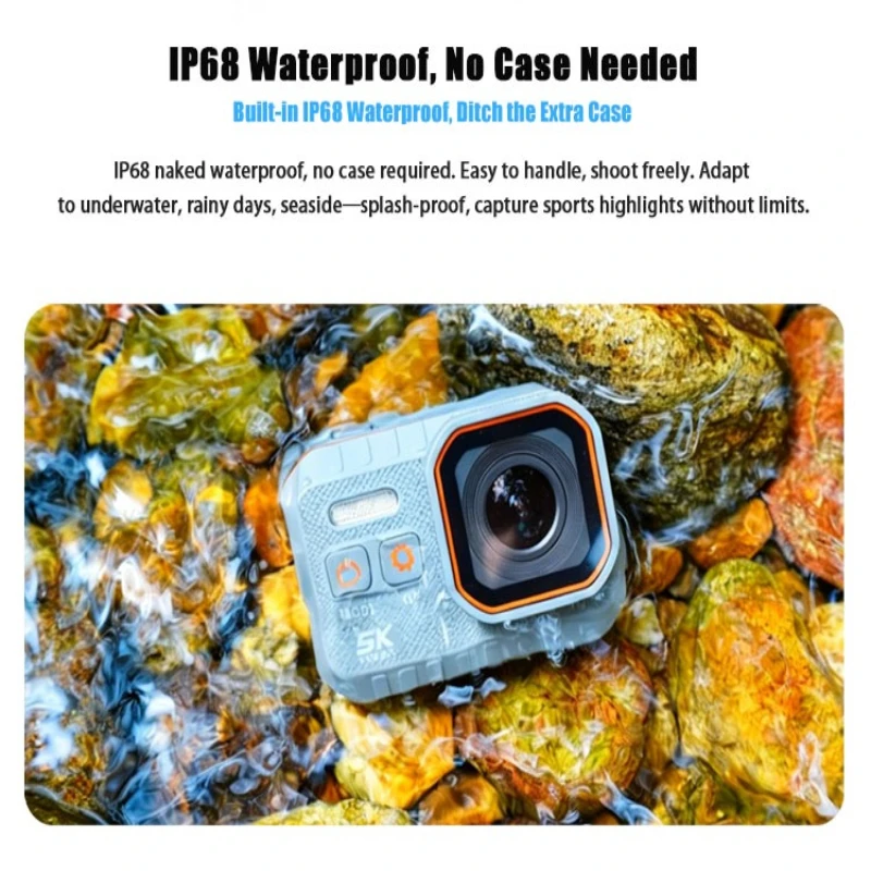 Outdoor mini action camera, waterproof body real-time transmission, cycling helmet recorder, surfing climbing vlog action camera