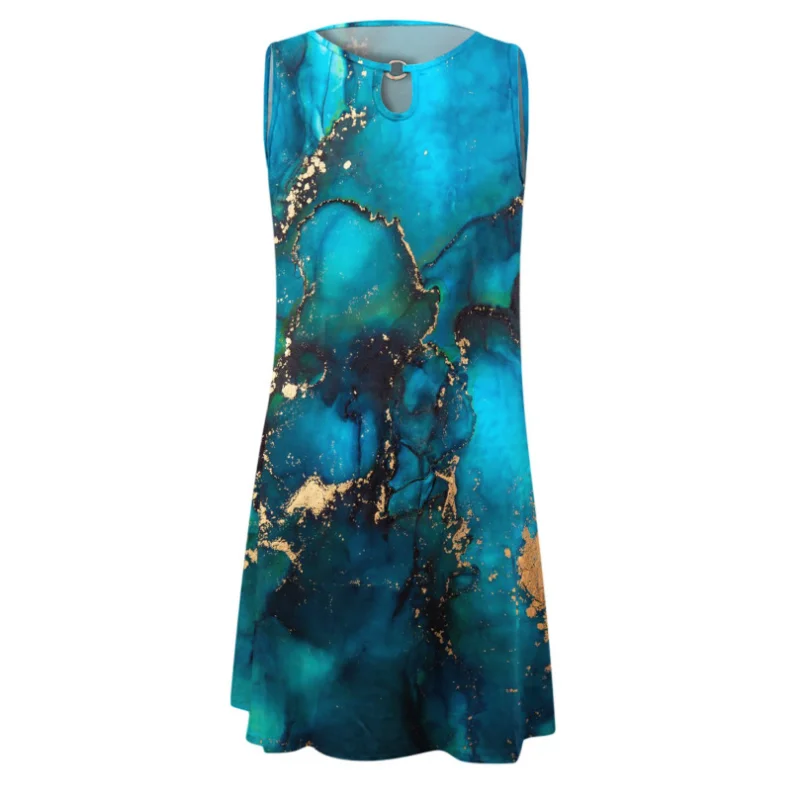 여성용 레트로 타이 다이 백리스 드레스, 섹시한 할로우 아웃 민소매 A 라인 스커트, 루즈 비치 미니 드레스, 2023 원피스, 여름