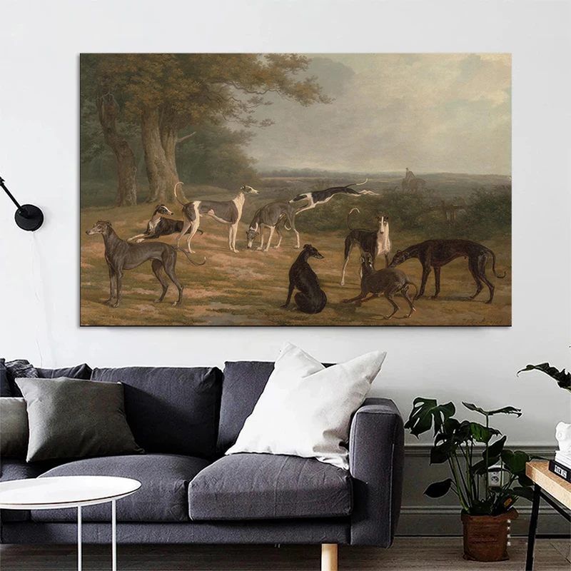 Vintage Dog Portrait Print Poster Setters Foxhound Spaniel Collie Canvas Painting Farmhouse Pet Wall Art Picture Home Decor