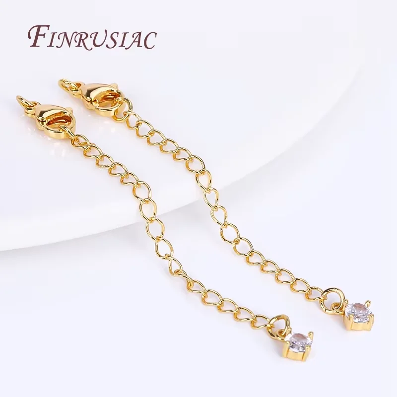 18K Vergulde 6CM Verlengketting Voor Sieraden Maken DIY Accessoires, Staartketting Met Kreeft Sluitingen Connectors Voor Armbanden - afbeelding 1