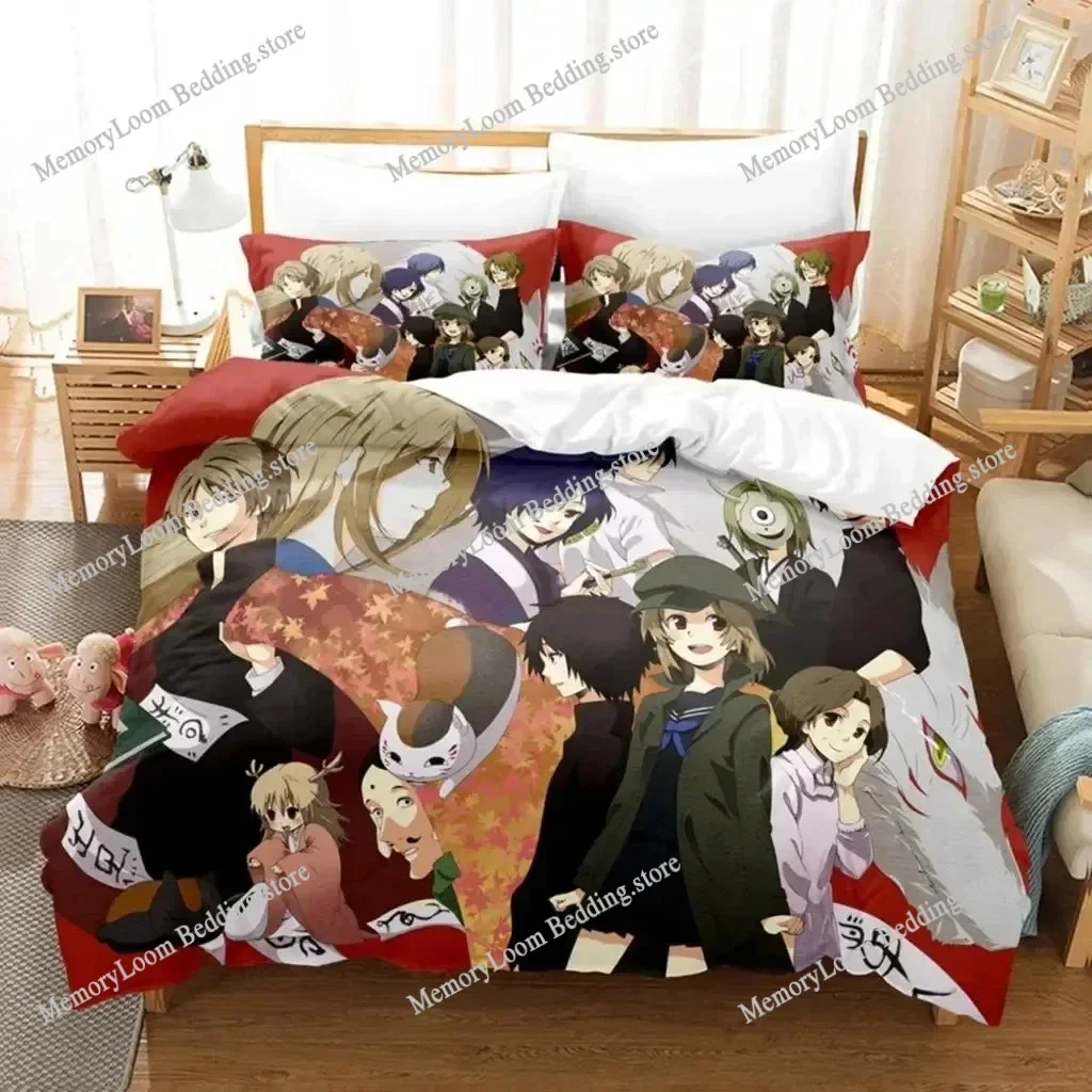 Anime Natsume Book of Friends Nyanko Bedding Set Boys Girls Twin Queen Size Duvet Cover Pillowcase Bed Kids Adult
