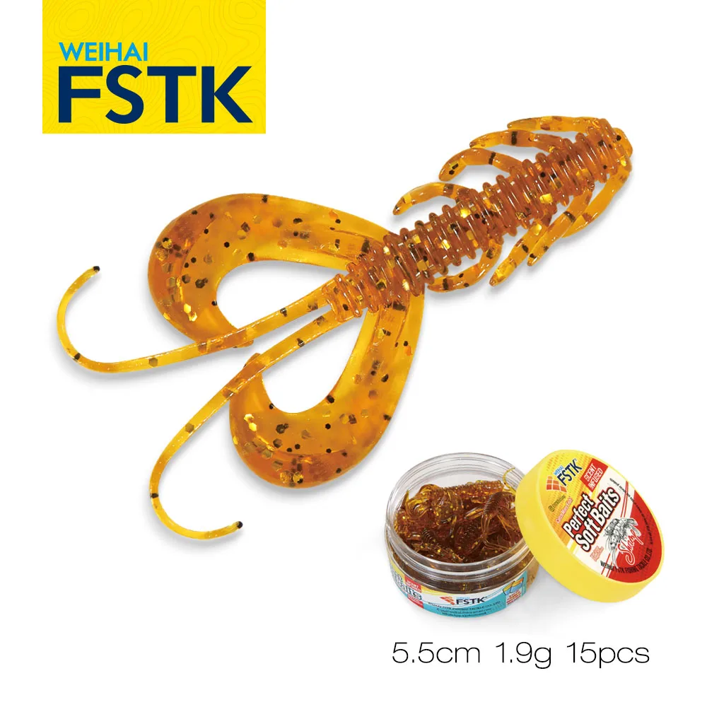 FSTK Shad Worm Soft Bait Wobblers Fishing Carp 1.9g 5.5cm Isca lure Bass Leurre Tackle Bass Pike Artificial Silicone Swimbait