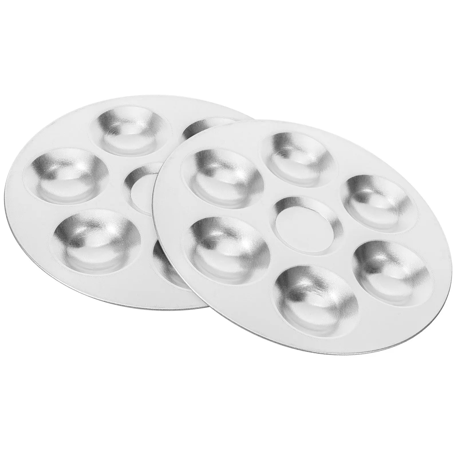 2Pcs Paint Palette Tray Pigment Tray For Art Student Rustproof Aluminum Painting Color 6-Hole Design Easy-carry