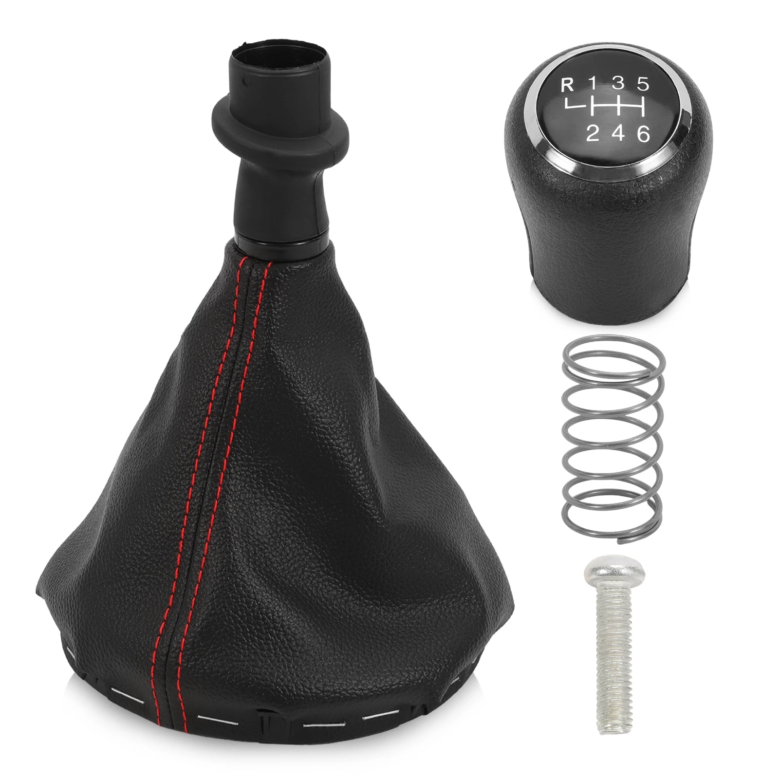 

Gear Stick Gaiter Black Red Gear Knob 5/6 Gears 7H0711113 for VW T5 Knob Gear Knob Frame Complete Set Plug Play Replacement Part