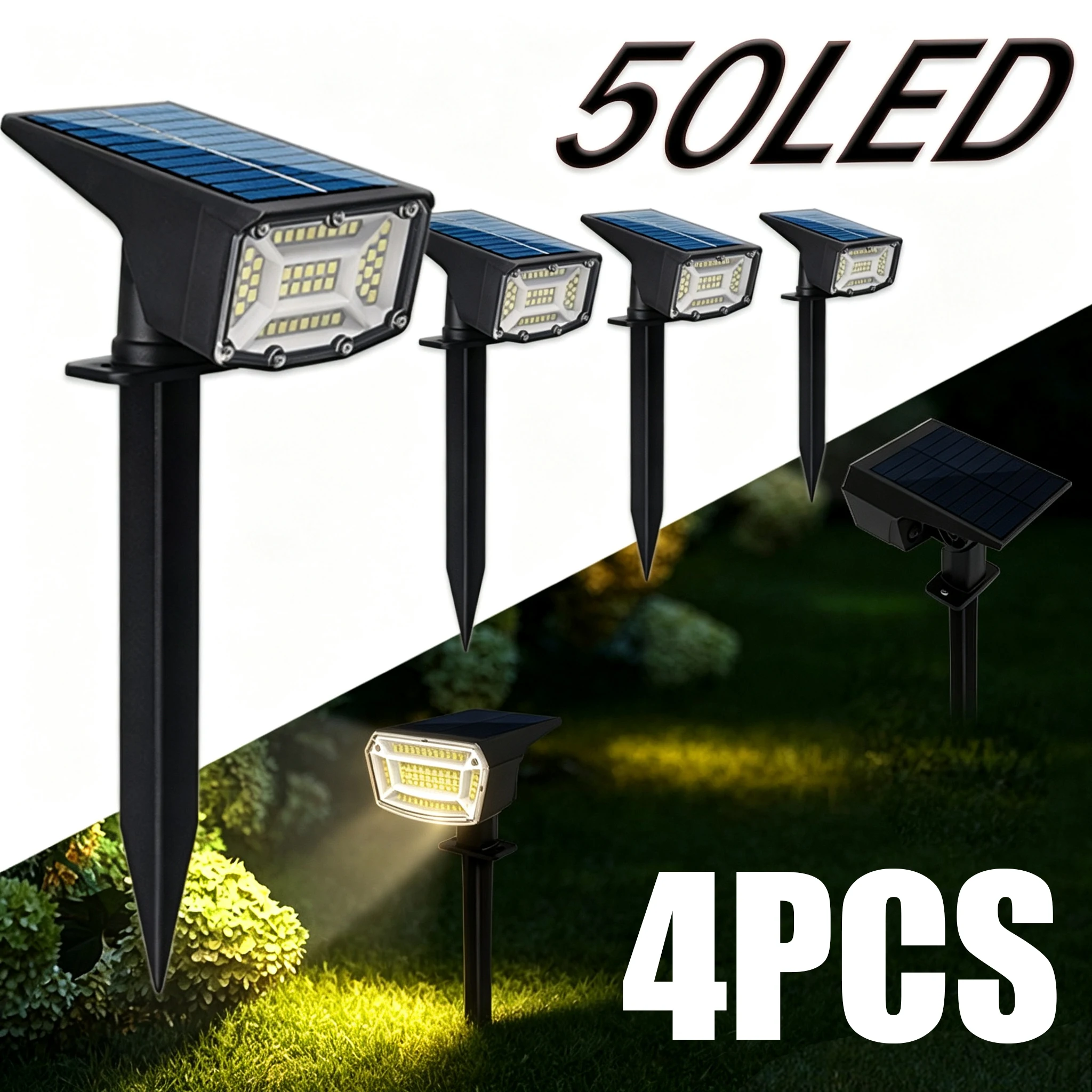 Outdoor Lighting Solar - 4Pcs Solar Powered 50LED Lamp Adjustable
