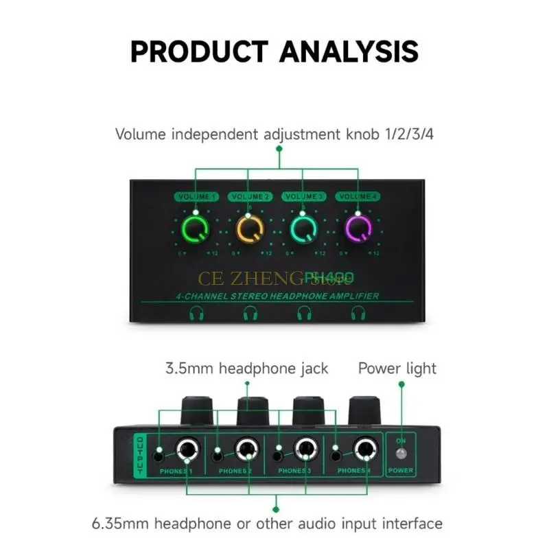 E56B profesjonalny 4-kanałowy wzmacniacz słuchawkowy stereo typu c zasilacz DC5V wiele wyjść słuchawkowych wzmacniacz