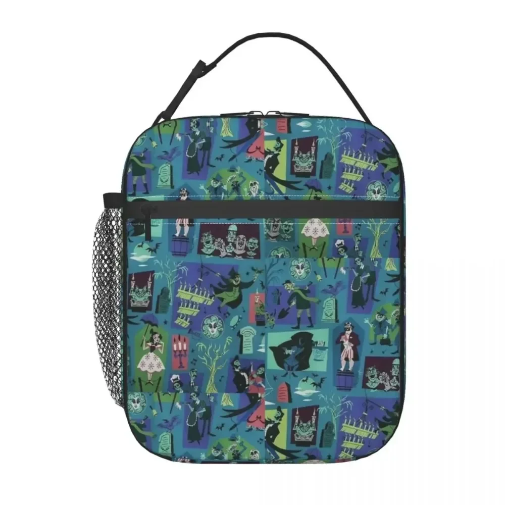 Haunted Mansion Haunted House Madame Insulated Lunch Bags for Women Halloween Ghost Resuable Thermal Cooler Bento Box School