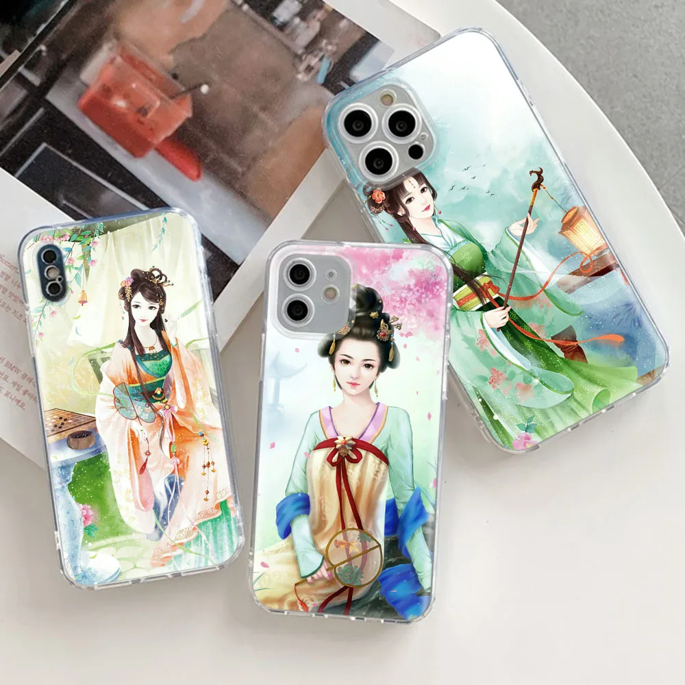 Hanfu Transparent Case for iPhone 6 6S 7 8 Plus 11 Pro X XS XR Max Cover