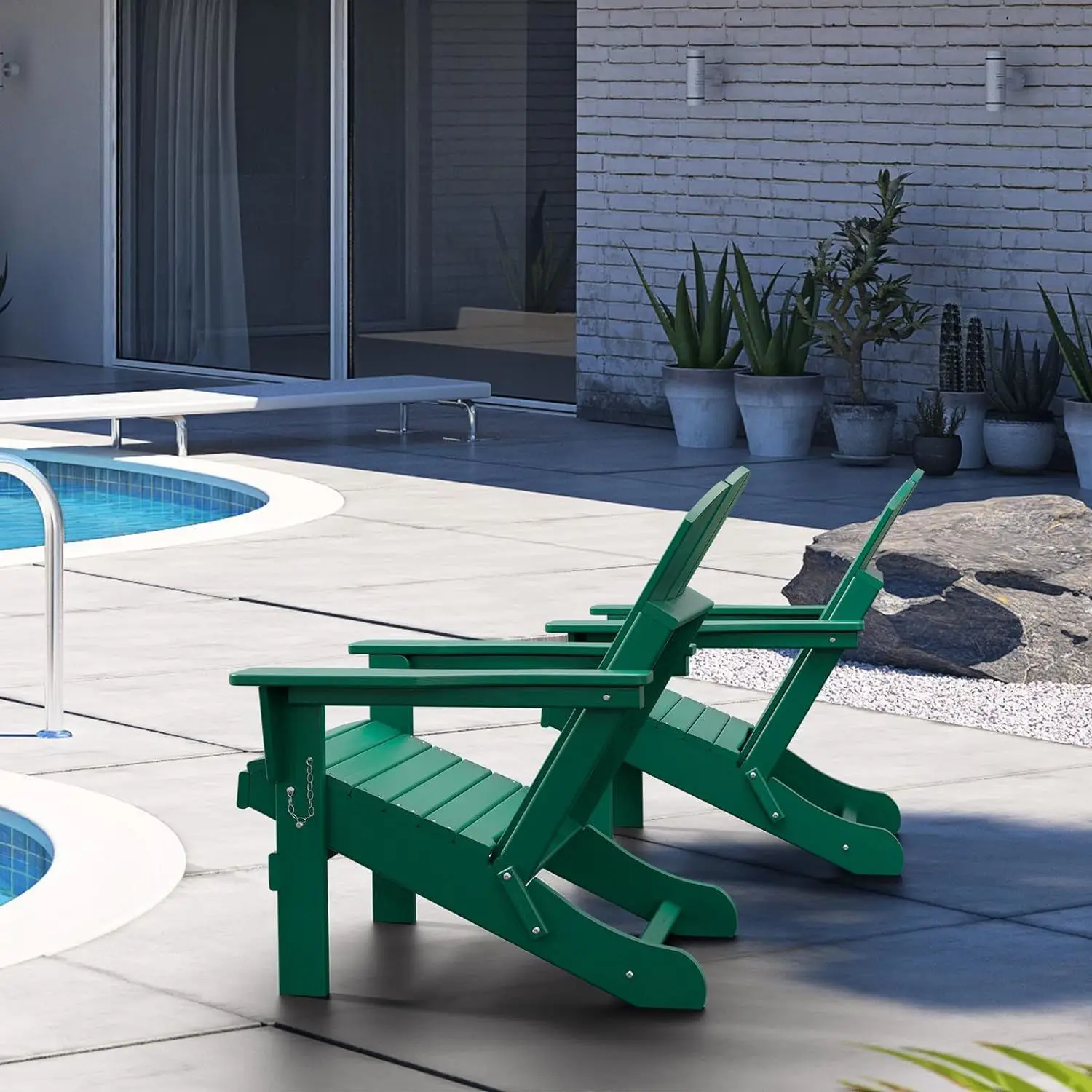 

All-Weather Folding Adirondack Chair with Stackable Armrests