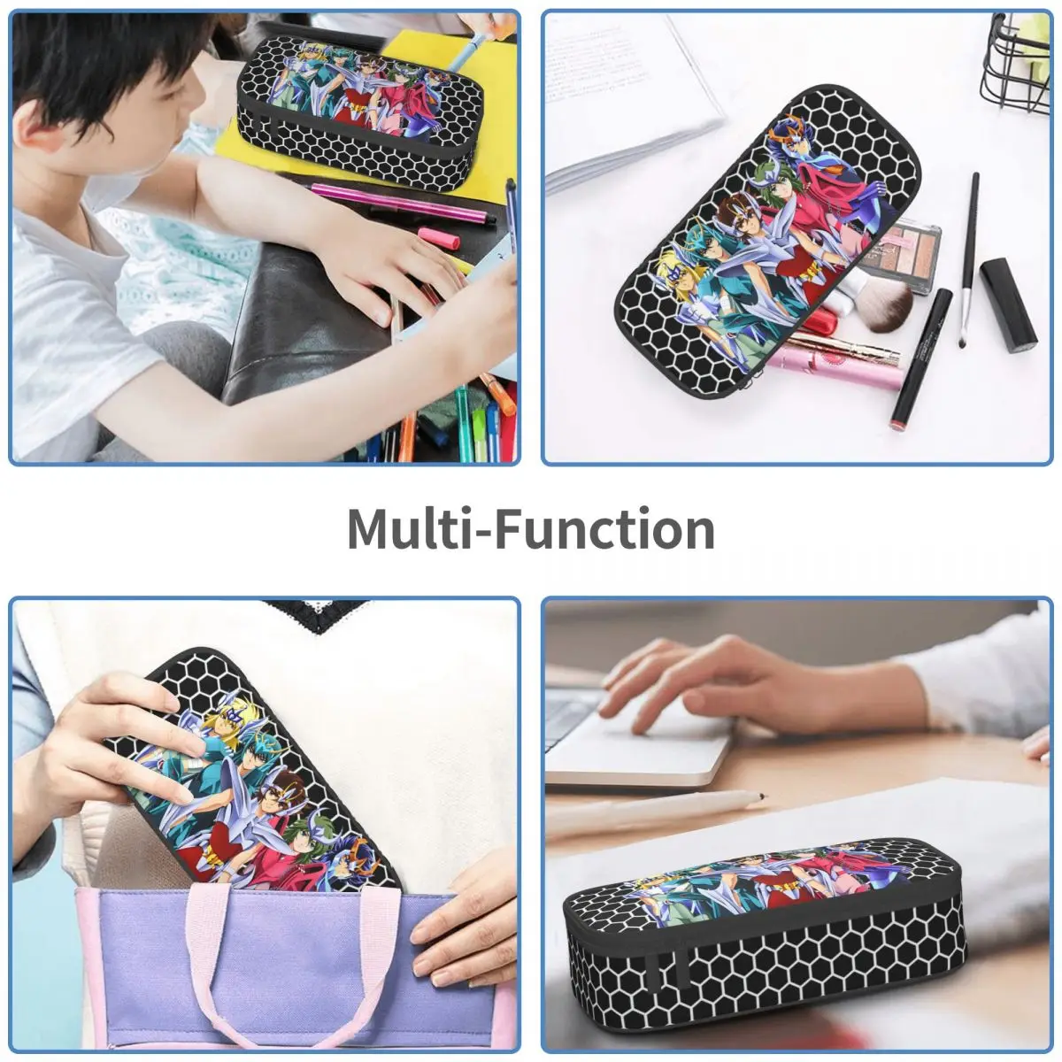 

Hyoga Shun Ikki Knights Of The Zodiac Pencil Case for Girls Boys Large Capacity Seiya Shiryu Pen Bag Box School Accessories