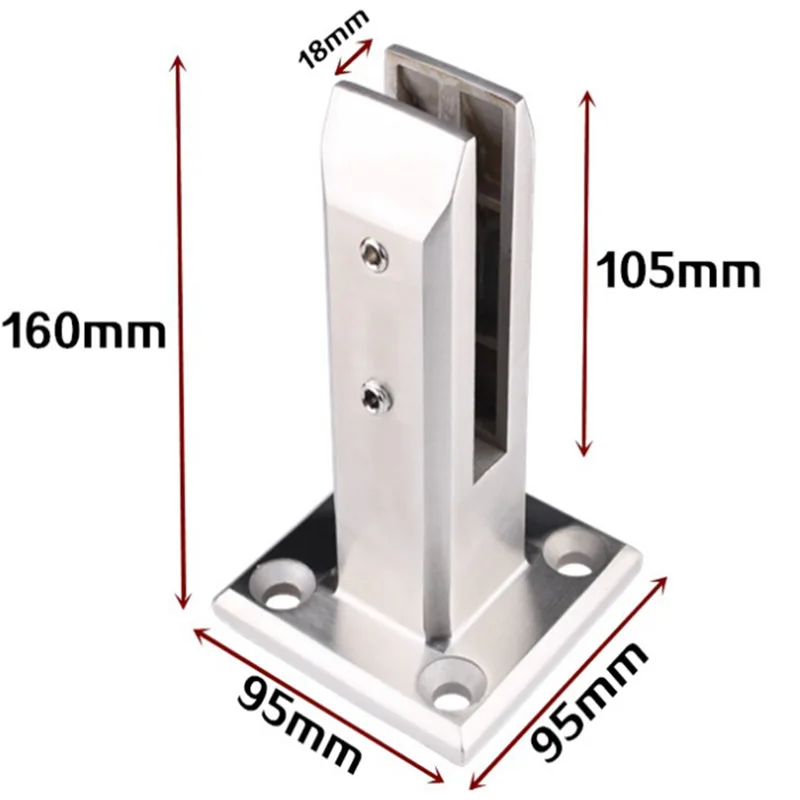 Indoor Stainless Steel Floor Standing Stairs Balcony 10-13mm Glass Clip Post   Balustrade Railing Glass Clamp