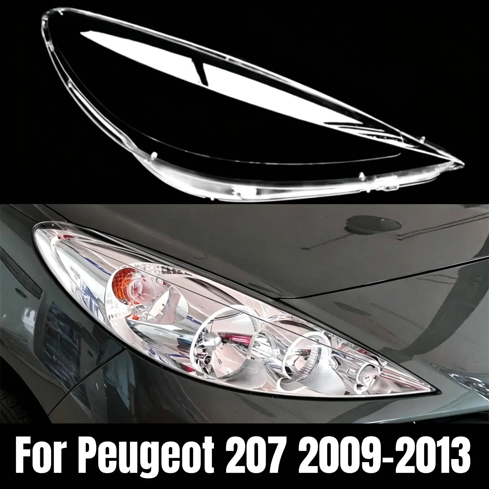 Für Peugeot 206+ 207 2009-2013 Scheinwerferabdeckung Transparente Scheinwerferlinse Scheinwerfergehäuseabdeckung Linsenschutz