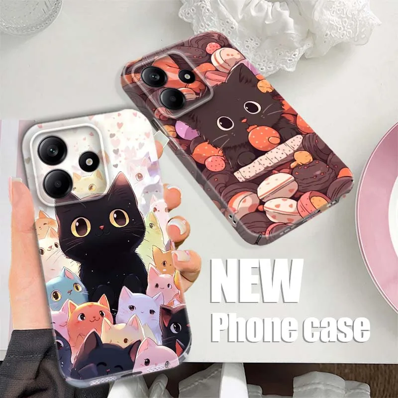 

Cute Black Cat Group For Xiaomi Redmi 15 15C 14C 13C 12C 11A 10C 9A 9i A4 A3x A2 A1 K90 Pro 5G Feilin Shell Phone Case
