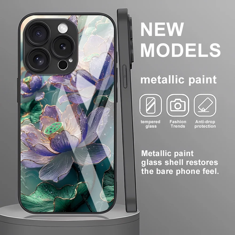 Tempered Glass Phone Case For Samsung Galaxy A56 5G S25 Ultra A55 A54 S24 Plus S23 S22 Ultra S21 S20 FE Flower Back Funda Cover