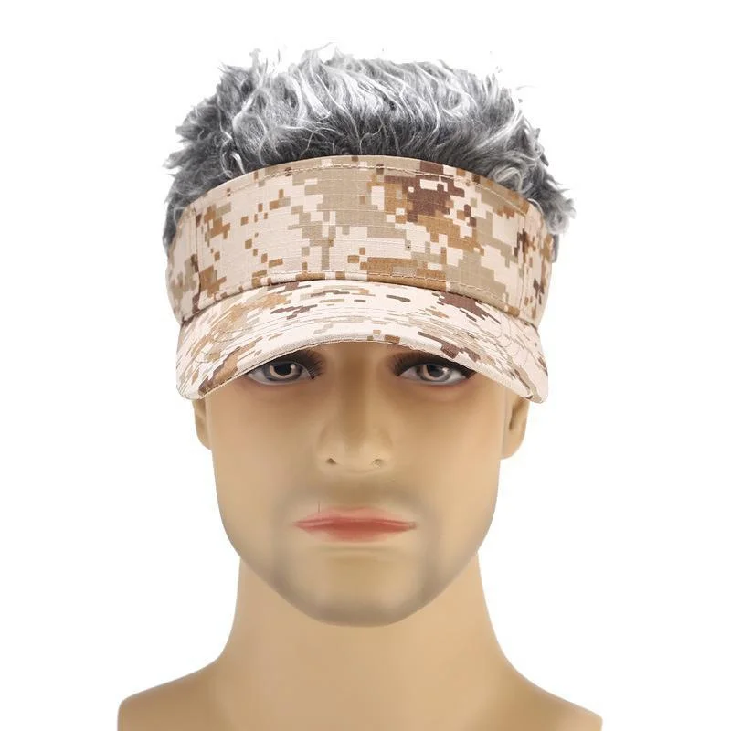 Men\'s Wig Camouflage Hat Fashion Casual Golf Baseball Cap Multi Color Wig Sun Visor Adjustable Button Sports Rock Punk Style