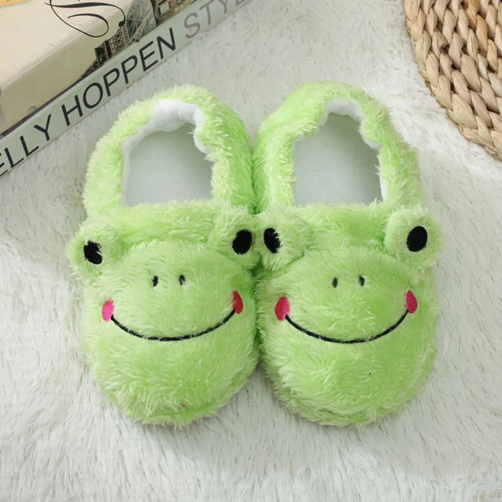 Baby Girls Cotton Slippers Autumn Winter Children Cute Soft Plush Cartoon Animal Slippers Boys Home Shoes Non-slip Warm Slipper