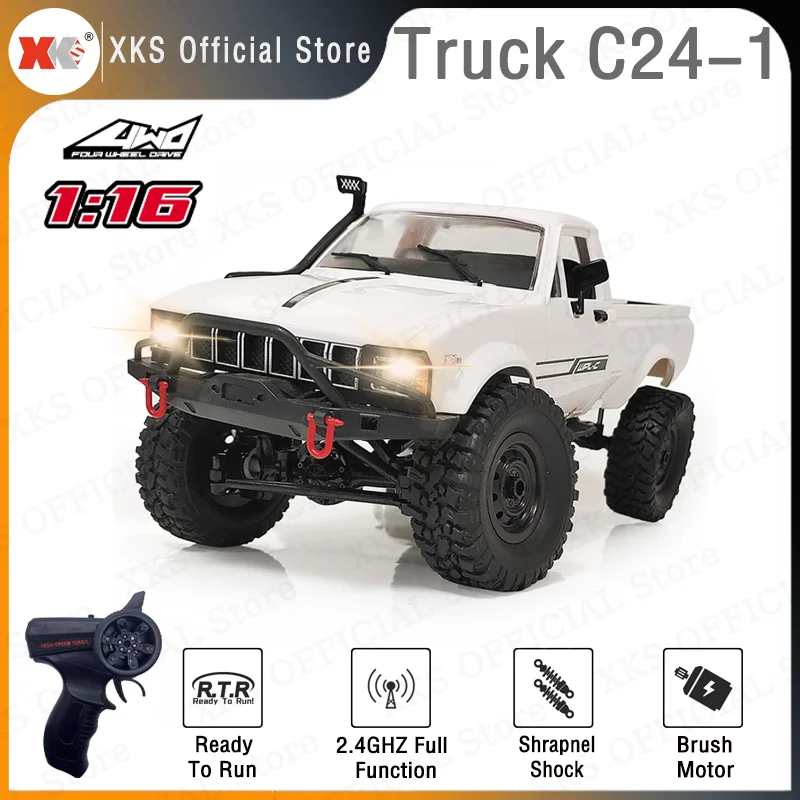 

XKS WPL C24-1 RC Car 1/16 Full Scale 2.4G 4WD Rock Crawler Electric Buggy LED Light Climbing RC Truck On-road for Kids Gifts Toy