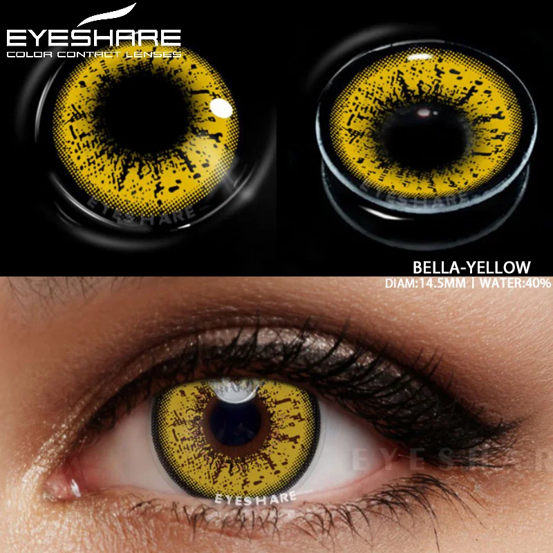 D\'ORELLA 1Pair Colored Contact Lenses for Eyes Cosplay Yellow Lenses Beauty Halloween Red Lenses Blue Lenses Green Eye Contacts