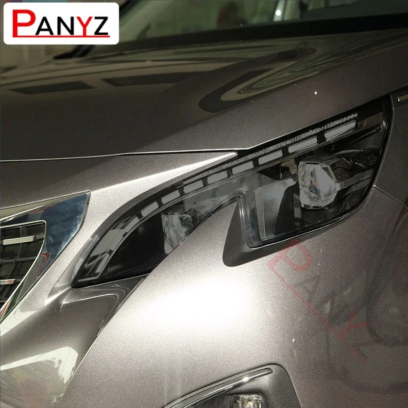 Car Headlight Protective Film Headlamp Restoration Transparent Black TPU Sticker For Peugeot 5008 2018 2019 2020 Accessories